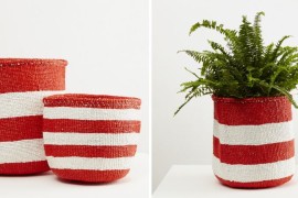 Kiondo baskets in red and white