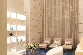 Luxurios interior of the Dubai Villa in blue and gold