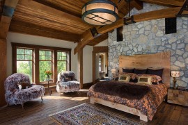 Luxurious rustic bedroom with an air of tranquility
