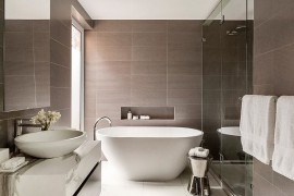 Marble vanity in the bathroom adds to the opulence
