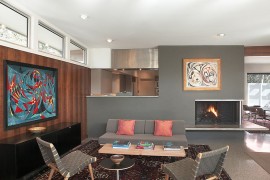 Midcentury living room with Risom chairs and the cozy Daybed