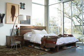 Modern industrial style bed with an uncluttered look