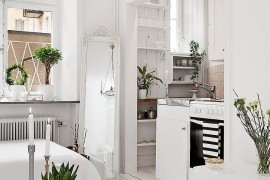 Natural greenery adds color to the interior