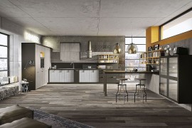 Open shelves and closed pantry units define the elegant Loft Kitchen