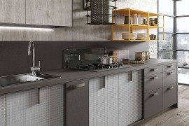 Peltro effect laminate fram of doors and smart working area of Loft