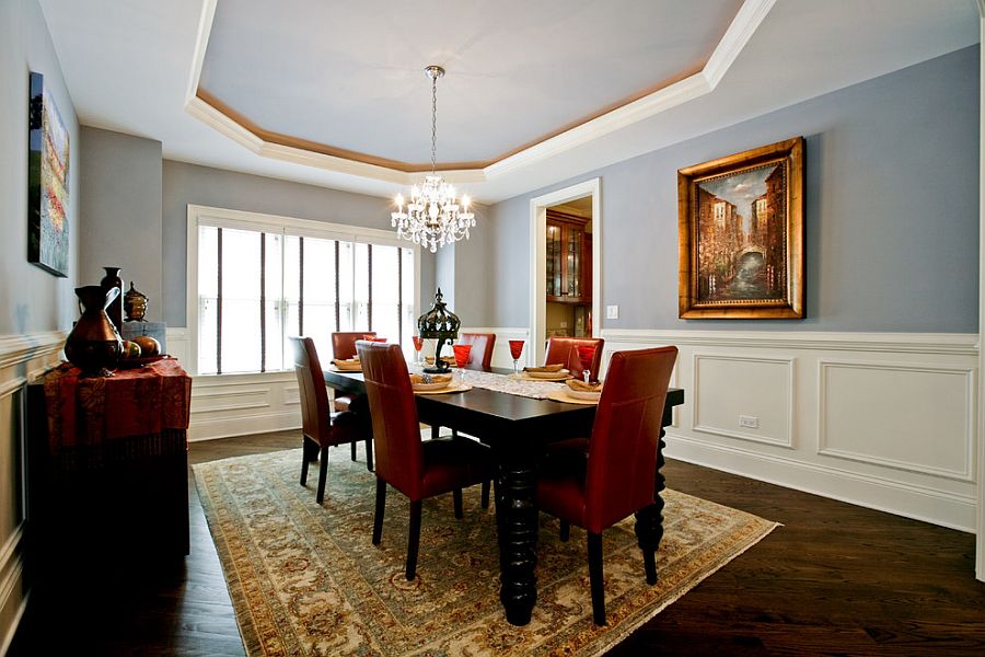 traditional blue dining room