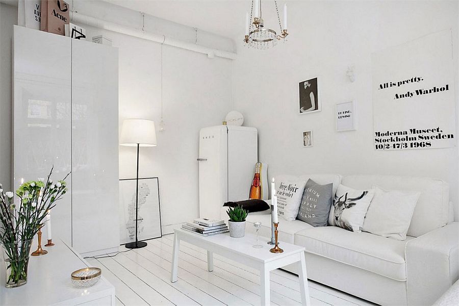 Sleek and cozy modern decor for the small Scandinavian apartment
