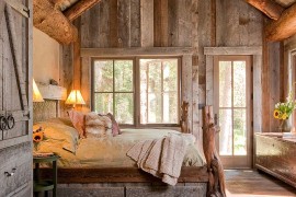 Snug rustic bedroom with custom design