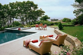 Stamped concrete offers both style and texture to the pool deck