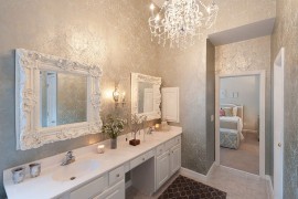 Stunning use of silve in the gorgeous bathroom