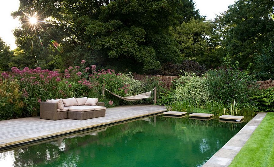 Time to give your pool deck a cozy hammock corner [Design: Amanda Patton Garden Design & Planting]