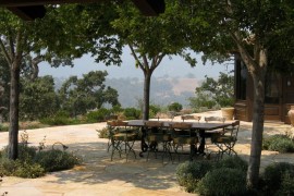 Tree-filled hilltop dining area