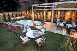 Water features elevate the aesthetic appeal of the gorgeous pool