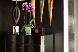 Wonderful use of black and gold inside the eclectic Venice home