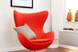 Arne Jacobsen Egg Chair brings color to the lovely TV Room