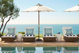 Blue and white striped beach towels from Pottery Barn