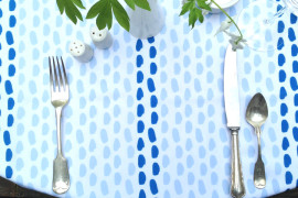 Brushstroke tablecloth from Etsy shop Nadine Westcott Fabric