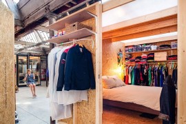 Clever living space solutions allow the owners to use the factory as home even during renovation