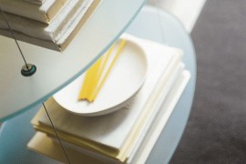 Closer look at the frosted glass bookshelves from Cattelan Italia