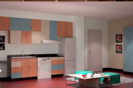 Closet Factory Blue Studio Apartment Bed Closed