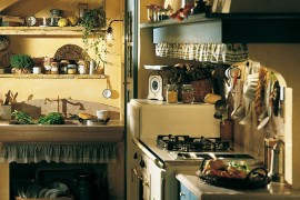Country kitchen turns to natural materials for elegant shelves and countertops