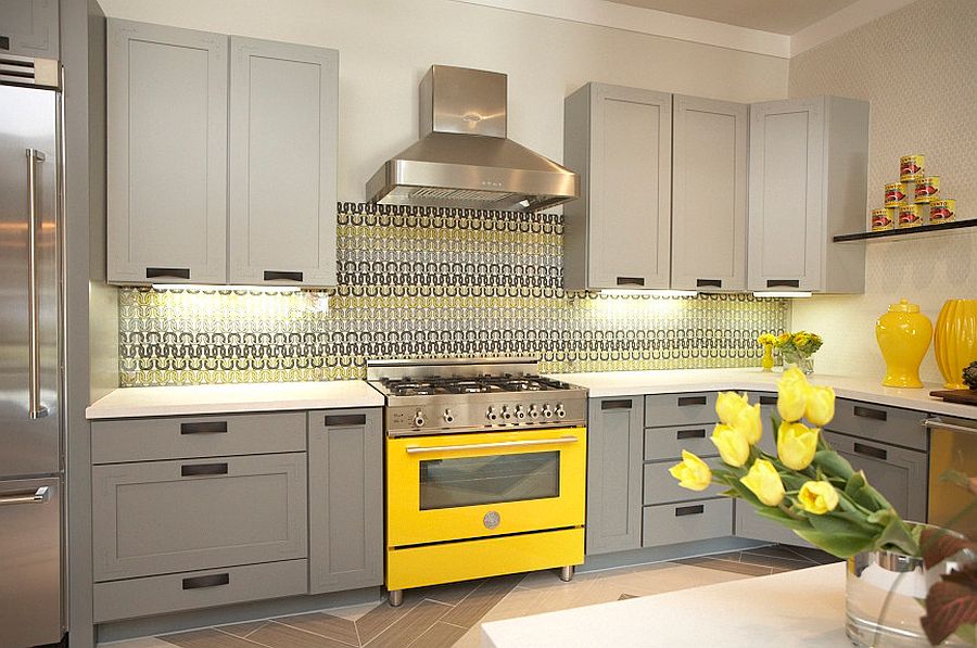 11 trendy ideas that bring gray and yellow to the kitchen