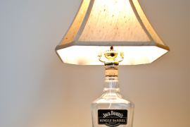 DIY recycled liquor bottle lamp
