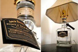 DIY recycled liquor lamp
