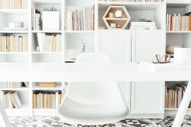 Floor tiles bring geometric pattern to the home office