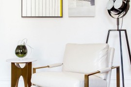 Gorgeous and unique tripod floor lamp  in the corner