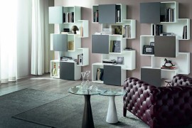 Let the bookshelf add a touch of color to the interior