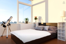 Long Island City Penthouse Bedroom with Telescope