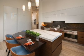 Marble Island With Wenge Bar and Herb Garden