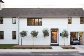 Modern entrance featuring trees