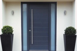 Modern planers on either side of a front door