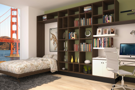 Murphy Bed Folded Down with View of Golden Gate Bridge