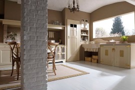 Natural stone and soothing colors shape the country kitchen