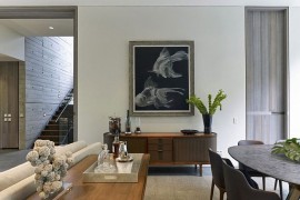 Neutral color palette of the living room with ample natural light