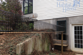 Outdoor enclosed cat walkway