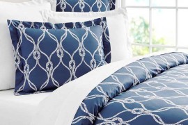 Pottery Barn Organic Bedding Blue Rope Pattern Pillows