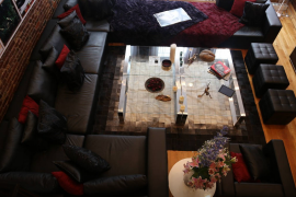 Soho Mercer Street Penthouse Seating Area with Leather Couches