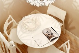 Stunning pendant light steals the show in the small dining area