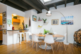 West Village Penthouse Apartment Dining Area with White Chairs