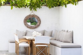 White outdoor dining chairs
