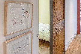 Barn-style sliding door for the contemporary bedroom