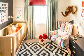 Brilliant pendant adds a splash of red to the nursery