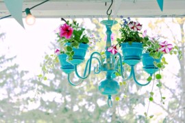 Elegant Chandelier Planter in cool blue
