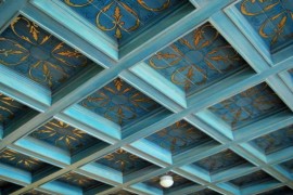 Coffered ceiling with a hand-painted finish