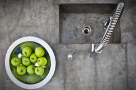 Concrete worktops are both easy to maintain and stain-free