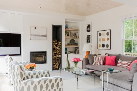 Firewood used as a decorative addition in the living room [Design: Terrat Elms Interior Design]